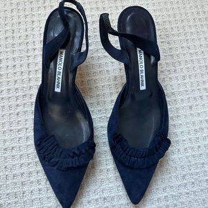 Manila Blahnik Suede Kitten Heel